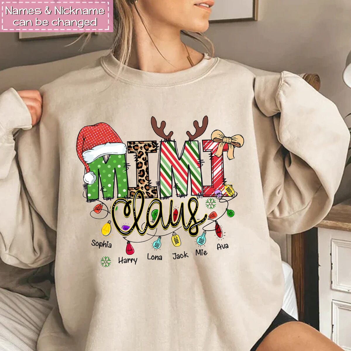 Personalized Christmas Sweat Shirt For Grandma/Mom - Customize Kids - NTD02OCT23VA1 White T-shirt and Hoodie HumanCustom - Unique Personalized Gifts Made Just for You Sweatshirt White S