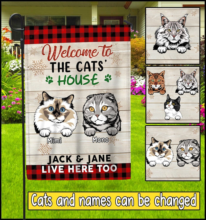 Discover Welcome to the cats' house personalized garden house flag for cat lovers
