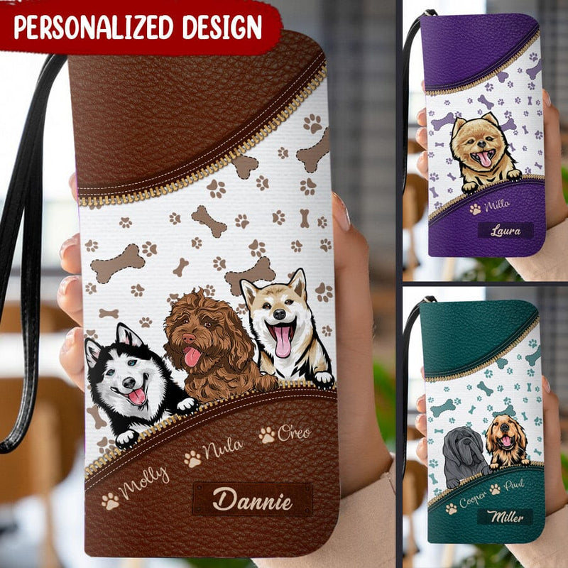 Discover Dog Mom Custom Breeds Dogs Lover Cute Gift Puppy Pet Fur Babies Personalized Leather Long Wallet