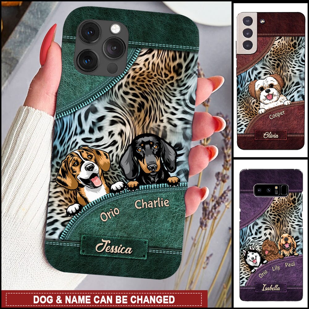 Leopard Love Puppy Pet Dogs Colorful Leather Zipper Pattern Personalized Phone Case NVL13DEC23NY2 Silicone Phone Case HumanCustom - Unique Personalized Gifts Made Just for You 