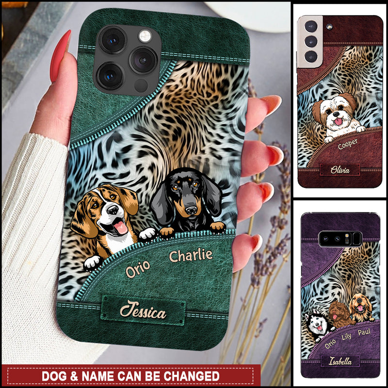 Discover Leopard Love Puppy Pet Dogs Colorful Leather Zipper Pattern Personalized Phone Case