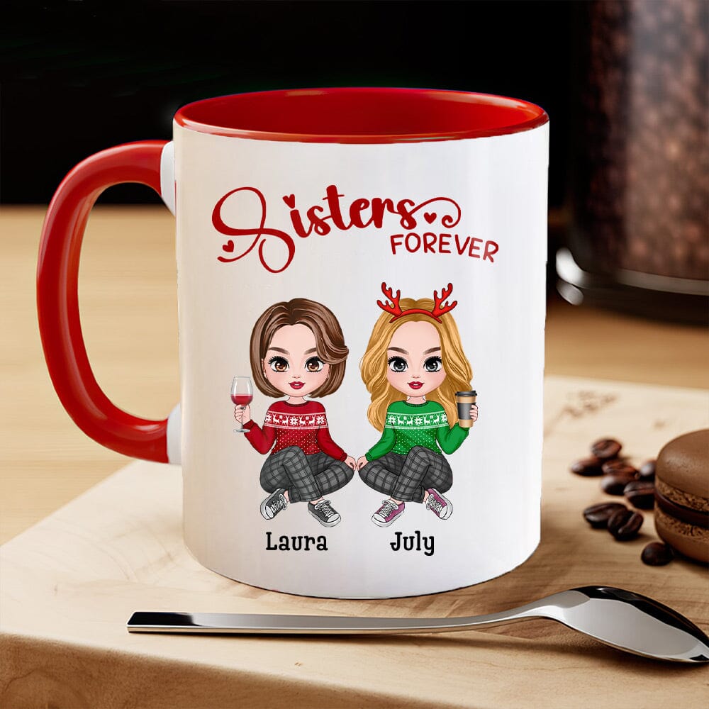 Pretty Doll Besties Sisters Forever Personalized Mug NVL20NOV23NY1 Accent Mug HumanCustom - Unique Personalized Gifts Made Just for You Red 