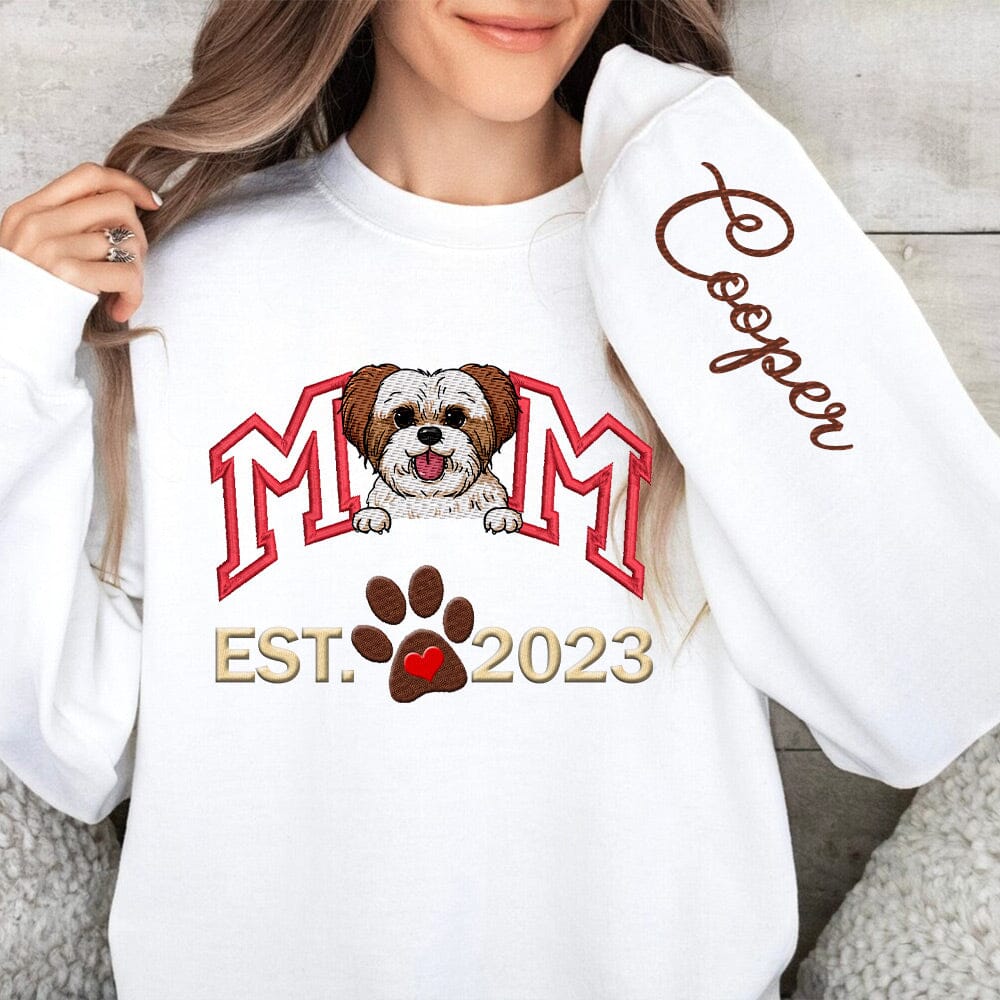 Dog Mom Digital Machine Embroidery Personalized Sweatshirt NVL23NOV23NY1 Embroidered Sweatshirt HumanCustom - Unique Personalized Gifts Made Just for You 