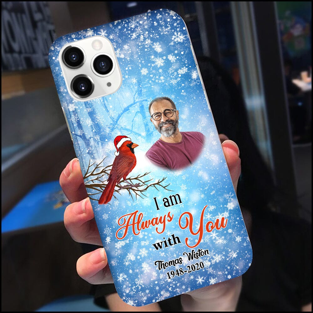 Memorial Upload Photo Cardinal Snowy Background, A Big Piece Of My Heart Lives In Heaven Personalized Phone Case LPL17OCT23NY2 Silicone Phone Case HumanCustom - Unique Personalized Gifts Made Just for You 