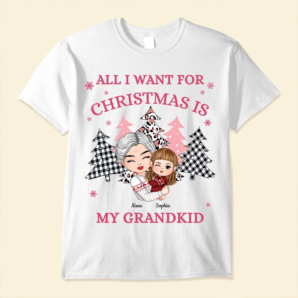 All I Want For Christmas Is My Grandkids Pink Color Personalized T-shirt And Hoodie VTX02NOV23NY1 White T-shirt and Hoodie HumanCustom - Unique Personalized Gifts Made Just for You 