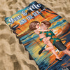 Summer Couple Kissing & Hugging, You & Me And The Sea Personalized Beach Towel NVL14JUL23NY4