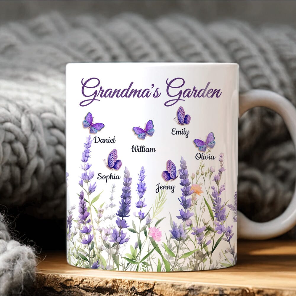 Lavender Flowers With Butterflies Grandma's Garden Personalized Mug VTX13DEC23NY2 White Mug HumanCustom - Unique Personalized Gifts Made Just for You 11OZ 