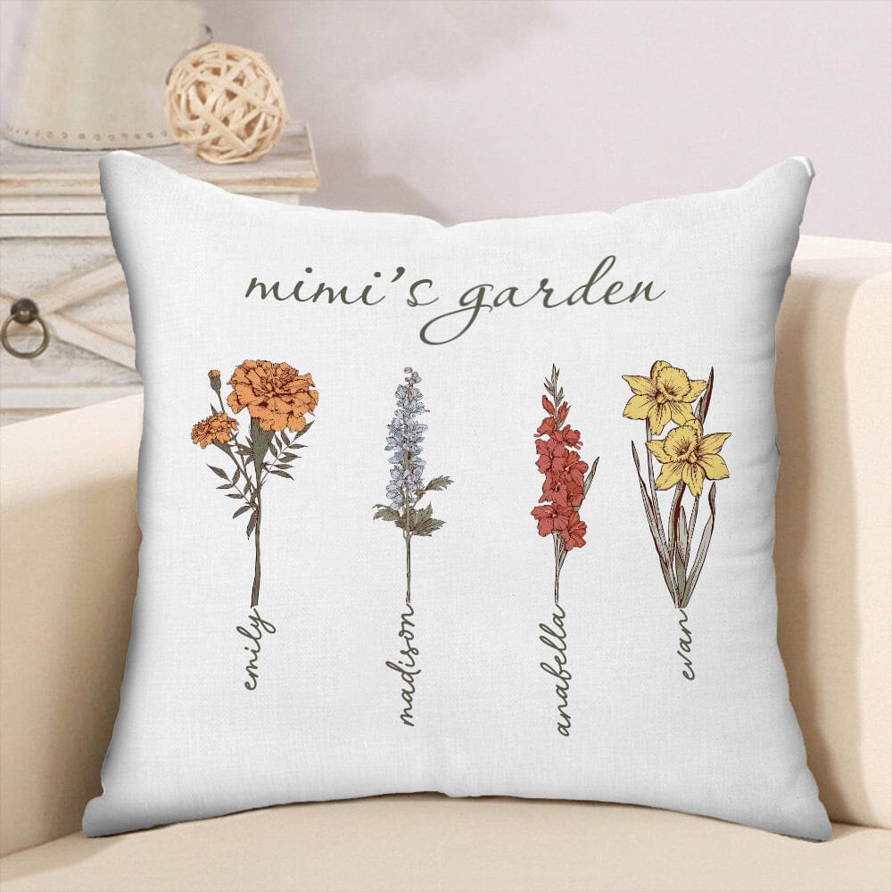 Grandma Mom's Garden Birth Month Flowers Personalized Pillow VTX04DEC23NY1 Pillow HumanCustom - Unique Personalized Gifts Made Just for You 