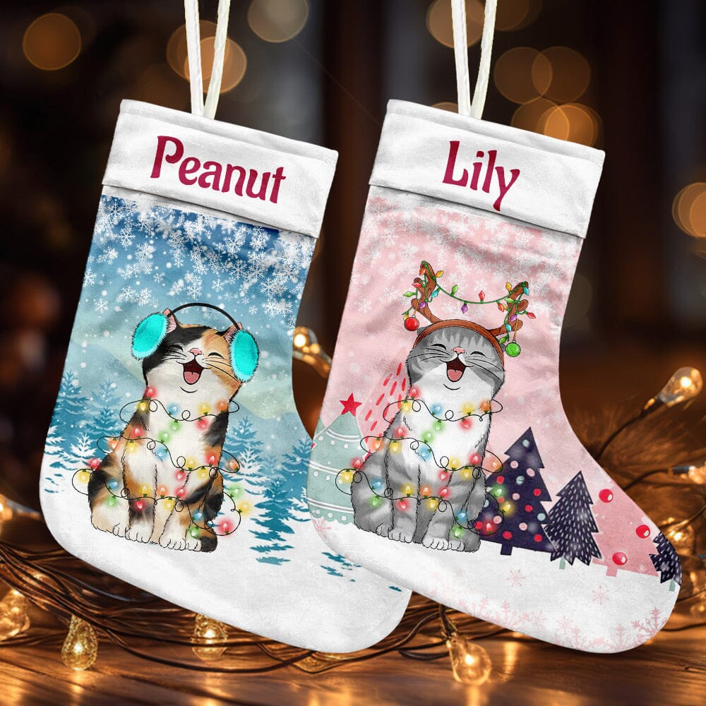 Cute Cat Kitten Pet Personalized Christmas Stocking HTN11OCT23NY1 Christmas Stocking HumanCustom New 7.5X16.5 