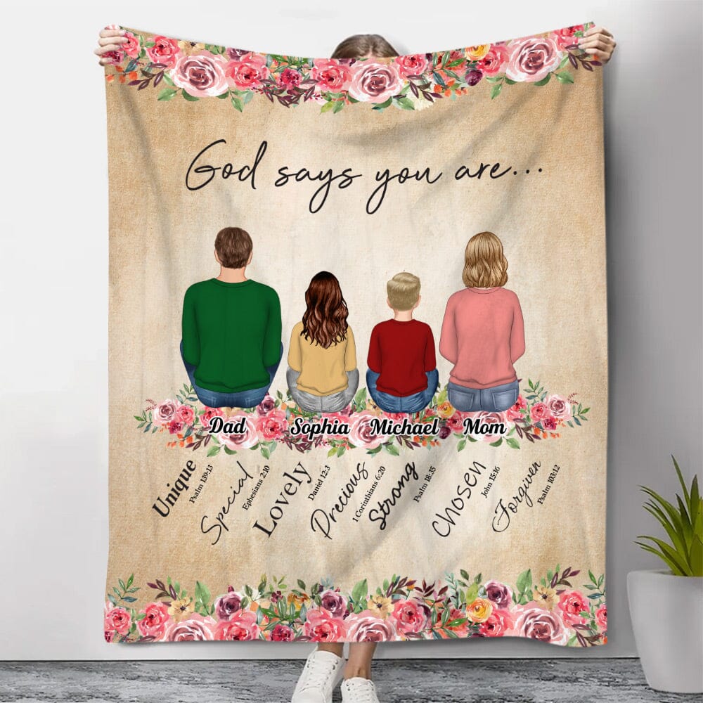 God says you are Family Personalized Fleece Blanket HTN12DEC23NY2 Fleece Blanket HumanCustom - Unique Personalized Gifts Made Just for You 