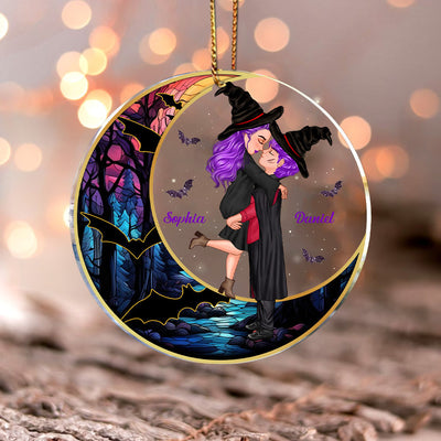 Halloween Couple Kissing and Hugging Personalized Acrylic Ornament NVL29AUG23NY3