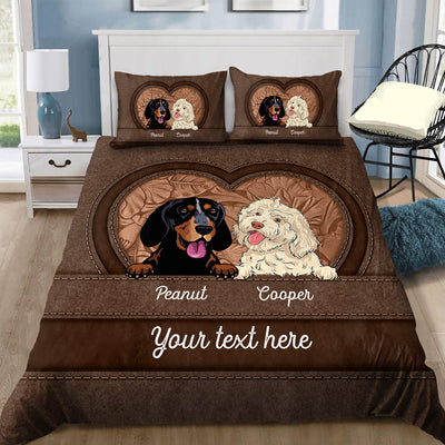 Love Puppy Pet Dog, Colorful Leather Texture Personalized Bedding Set NVL17FEB24NY3
