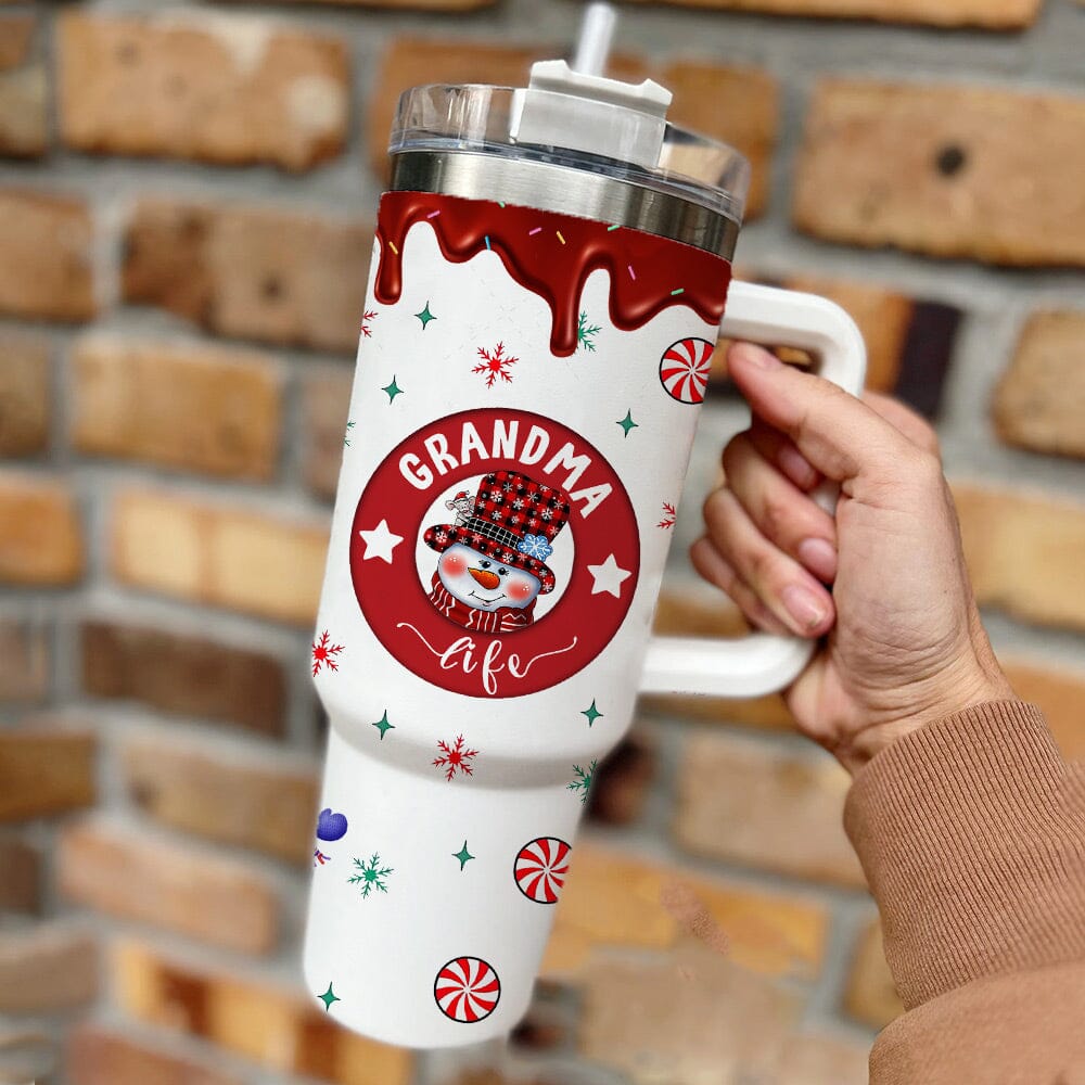 Christmas Grandma Snowman With Kids - Personalized 40oz Tumbler - NTD29NOV23NY2 Tumbler With Straw HumanCustom - Unique Personalized Gifts Made Just for You 