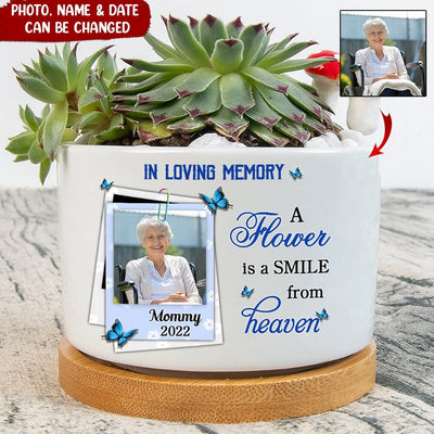 Upload Photo Family Loss Planted To Celebrate A Life Well Lived Memorial Gift Personalized Ceramic Plant Pot HLD29MAR23NY3 Ceramic Plant Pot Humancustom - Unique Personalized Gifts