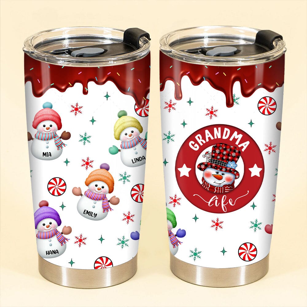 Christmas Grandma Snowman With Kids - Personalized Stainless Steel Tumbler - NTD01DEC23NY3 Stainless Steel Tumbler HumanCustom - Unique Personalized Gifts Made Just for You 20 Oz 