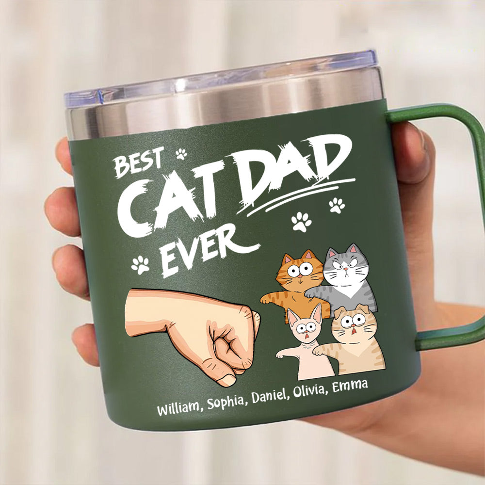 Best Cat Dad Personalized 14oz Stainless Steel Tumbler - Funny Father's Day Gift For Cat Dad NVL30MAY24NY3