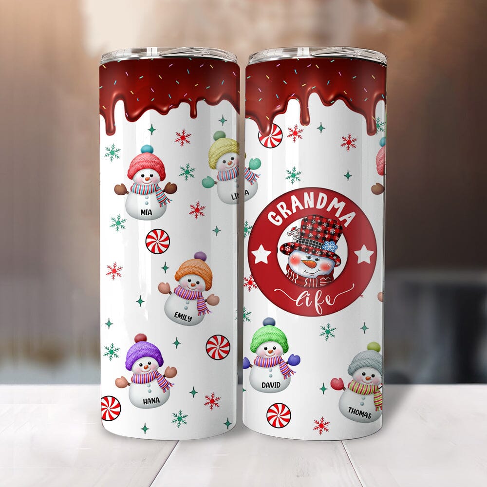 Christmas Grandma Snowman With Kids - Personalized Skinny Tumbler - NTD06DEC23NY2 Skinny Tumbler HumanCustom - Unique Personalized Gifts Made Just for You 20 Oz 