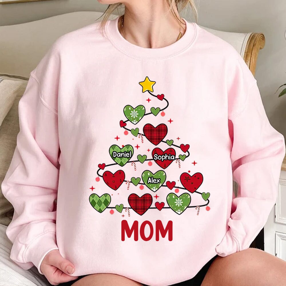 Christmas Sweet Heart Nana Mom Kid Tree Personalized Sweatshirt NVL19OCT23NY1 White Sweatshirt HumanCustom - Unique Personalized Gifts Made Just for You 