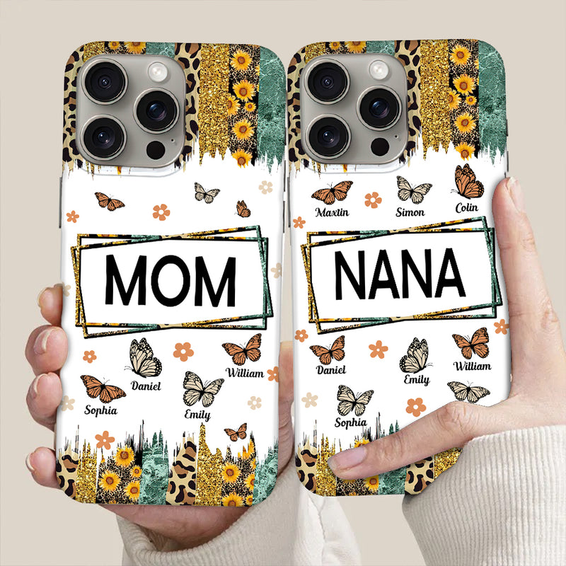 Retro Vintage Nana Mom Auntie Butterfly Kids Personalized Phone Case
