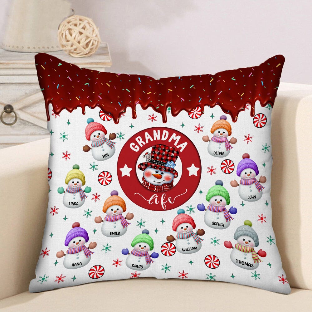 Christmas Grandma Snowman With Kids - Personalized Pillow - NTD08DEC23NY2 Pillow HumanCustom - Unique Personalized Gifts Made Just for You 