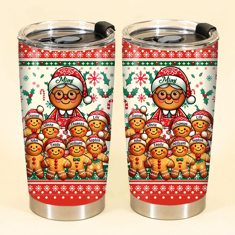 Personalized Christmas Stainless Steel Tumbler - Custom Grandma And Kids Gingerbread - NTD11DEC23NY1 Stainless Steel Tumbler HumanCustom - Unique Personalized Gifts Made Just for You 