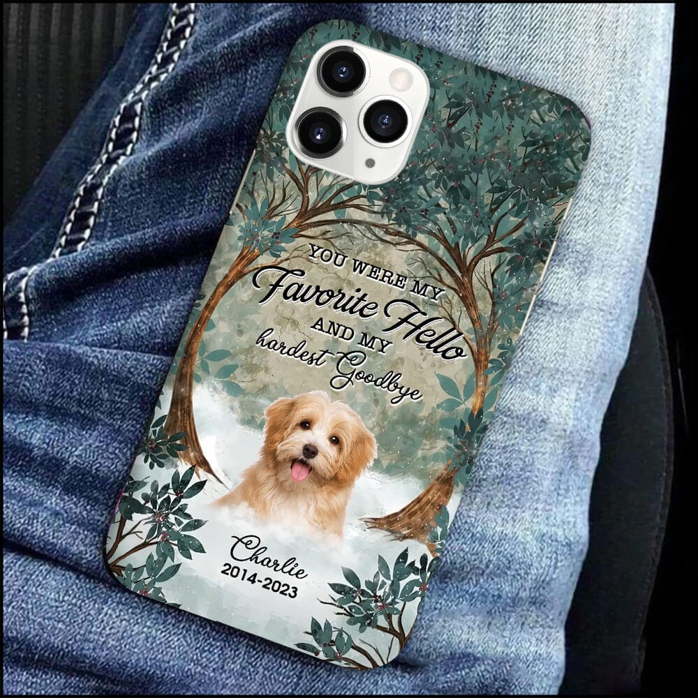 Memorial Upload Puppy Pet Dog Photo In Forest, You Were My Favorite Hello And My Hardest Goodbye Personalized Phone Case LPL28NOV23NY1 Silicone Phone Case HumanCustom - Unique Personalized Gifts Made Just for You Iphone iPhone 15 