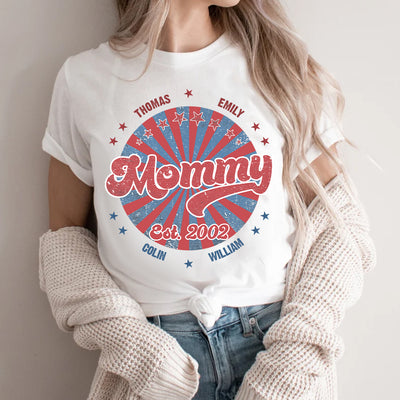 4th of July Grandma Mom Auntie Est Year Little Star Kids Personalized Shirt LPL24APR24NY3
