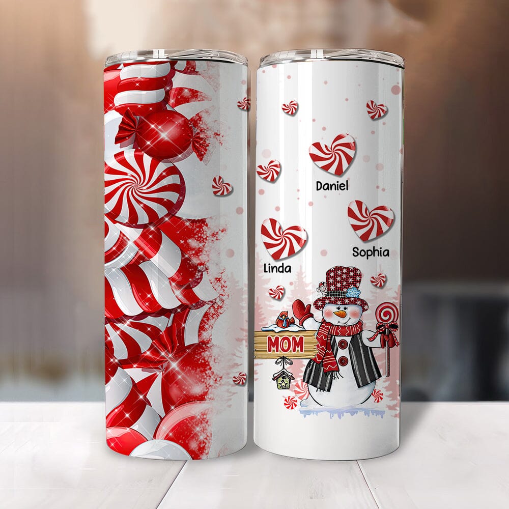 Christmas Candy Cane Snowman Nana Mom Heart Kids Personalized Skinny Tumbler LPL30OCT23NY2 Skinny Tumbler HumanCustom - Unique Personalized Gifts Made Just for You 20 Oz 