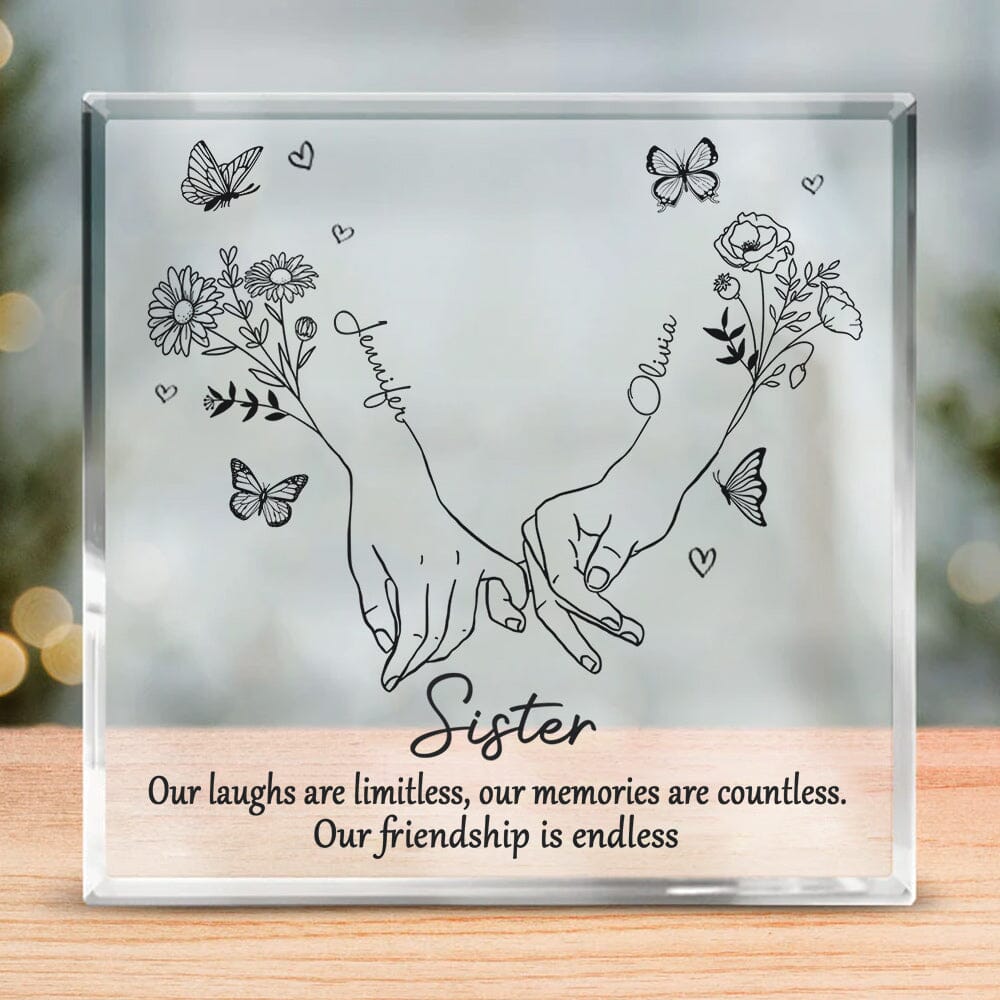 Bestie Sister Bestfriend Flower Pinky Promise, I'll Be There Personalized Acrylic Plaque LPL01DEC23VA1 Acrylic Plaque HumanCustom - Unique Personalized Gifts Made Just for You S (10cm) 