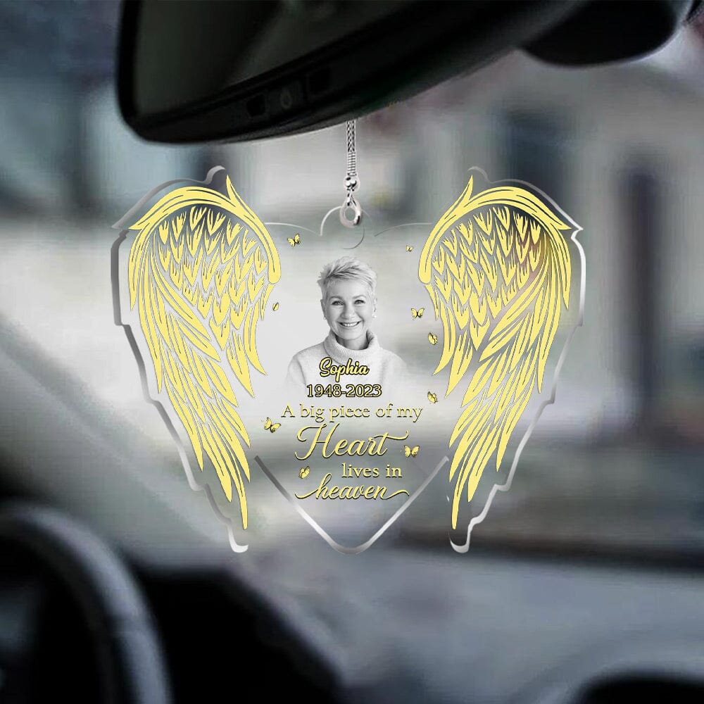 Personalized Memorial Car Ornament - A Big Peace Of My Heart lives in Heaven - NTD13OCT23NY1 Car Ornament HumanCustom New Pack 1 