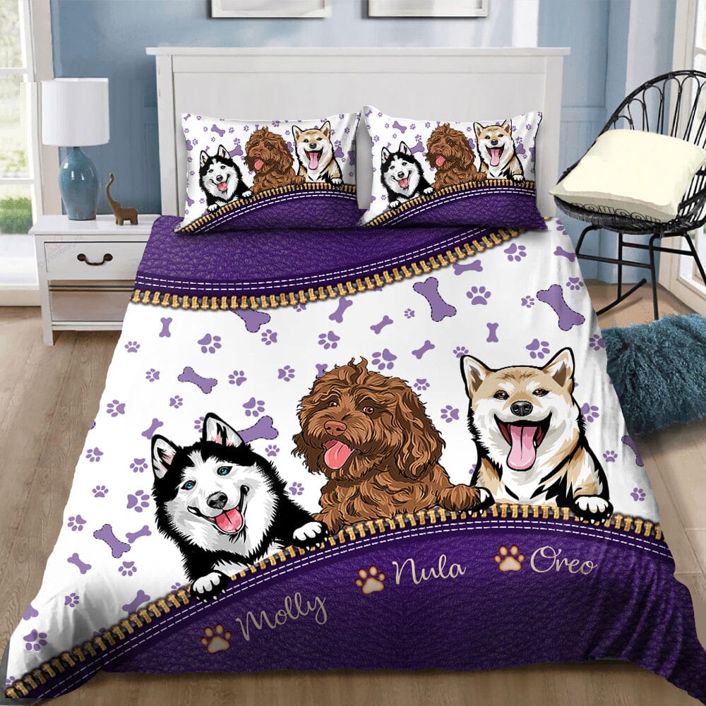 Personalized Dog Mom Dad Puppy Pet Dogs Lover Leather Pattern Bedding Set LPL07DEC23NY1 Bedding Set HumanCustom - Unique Personalized Gifts Made Just for You 