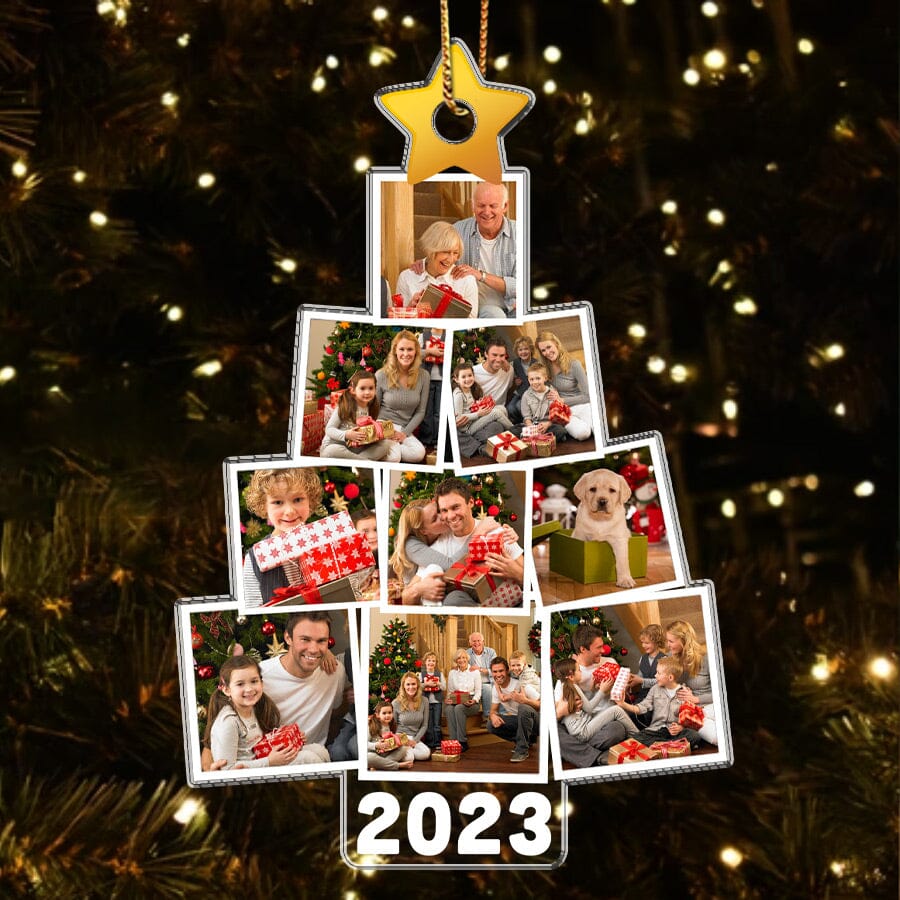 Christmas Upload Photo Family Pine Tree 2023 Personalized Ornament NVL04NOV23NY1 Acrylic Ornament HumanCustom - Unique Personalized Gifts Made Just for You 