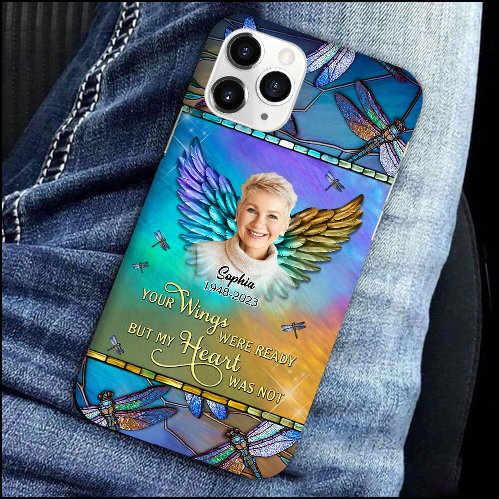 Memorial Upload Photo Wings, Your Wings Were Ready But My Heart Was Not Personalized Phone Case LPL12OCT23NY1 Silicone Phone Case HumanCustom New 