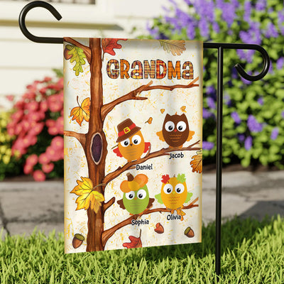 Fall Season It's Fall y'all Loves Cute Owls Grandkids Personalized Flag For Grandmas Moms Aunties HTN11JUL23NY1