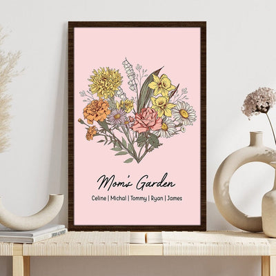 Birth Flower Family Bouquet Names Personalized Poster NVL04DEC23NY2 Poster HumanCustom - Unique Personalized Gifts Made Just for You 24x16in - Best Seller