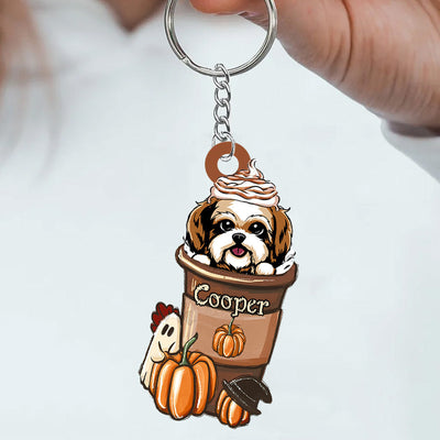 Halloween Vibe Puppuccino Coffee Cute Dog Puppy Pet Personalized Acrylics Keychain HTN06JUL23NY1