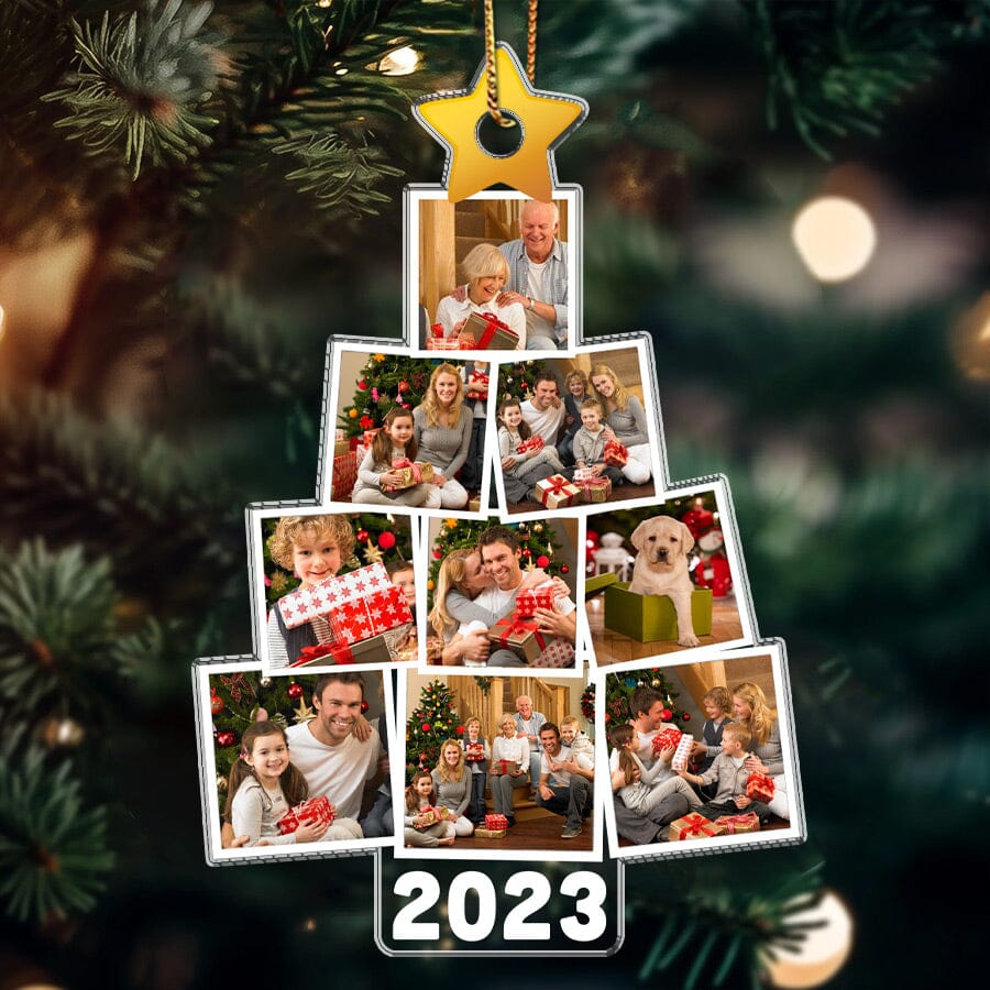 Christmas Upload Photo Family Pine Tree 2023 Personalized Ornament NVL04NOV23NY1 Acrylic Ornament HumanCustom - Unique Personalized Gifts Made Just for You Pack 1 