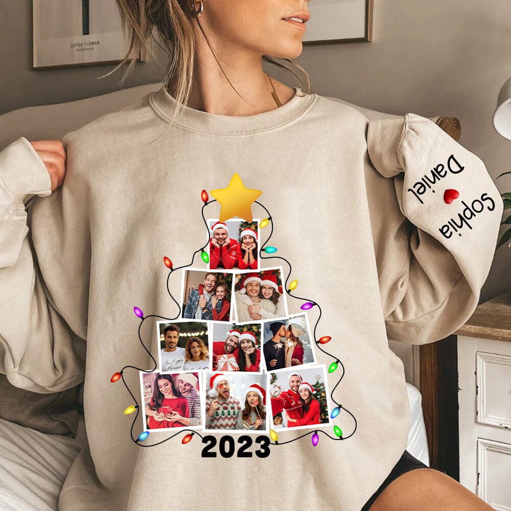 Photo Couple Christmas Tree Personalized Sweashirt NVL22NOV23NY3 2d sweatshirt HumanCustom - Unique Personalized Gifts Made Just for You 