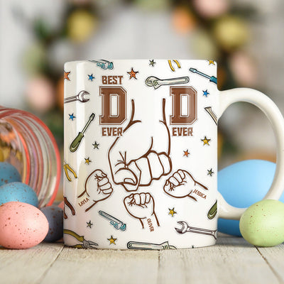 Best Dad Ever Hand To Hand - Happy Father's Day Personalized Edge-to-Edge Mug NVL06MAY24NY1
