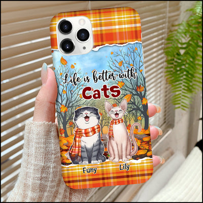 Fall Season Autumn Scenery Loves Cute Laughing Cats Personalized Phone case HTN03JUL23NY2
