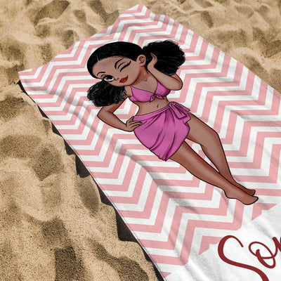 Happiness Comes In Waves - Bestie Personalized Custom Beach Towel - Gift For Best Friends, BFF, Sisters NVL17JUN23NY3