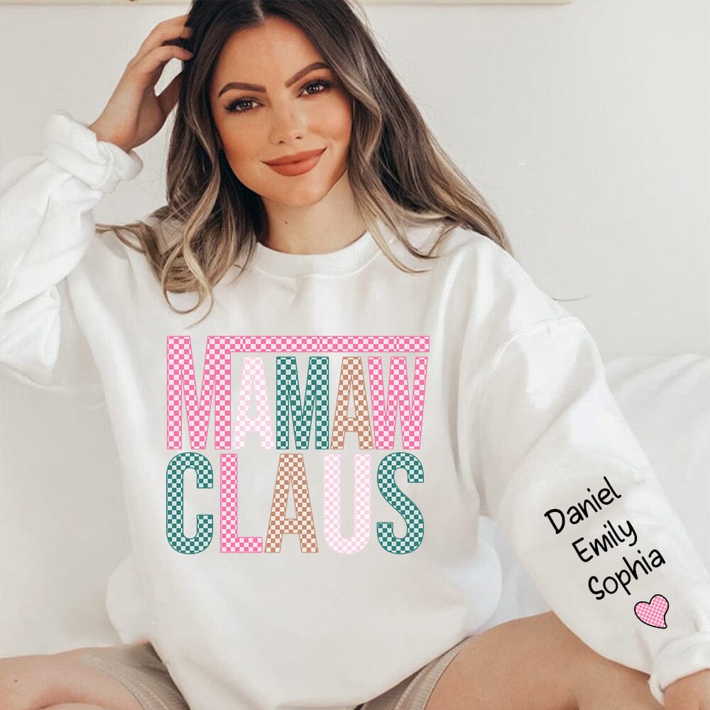 Mama Claus Christmas Personalized 2D Sweatshirt Sleeve Custom Gift For Grandma Mom VTX30OCT23NY2 White T-shirt and Hoodie HumanCustom - Unique Personalized Gifts Made Just for You 