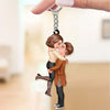 Fall Season Couple Kissing & Hugging Personalized Keychain NVL13JUL23NY2