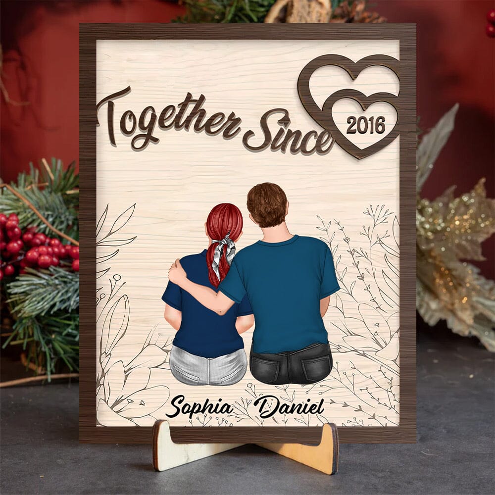 Personalized Couple Hugging Together Since 2 Layers Wooden Plaque NVL26DEC23NY1 Wood Plaque HumanCustom - Unique Personalized Gifts Made Just for You 