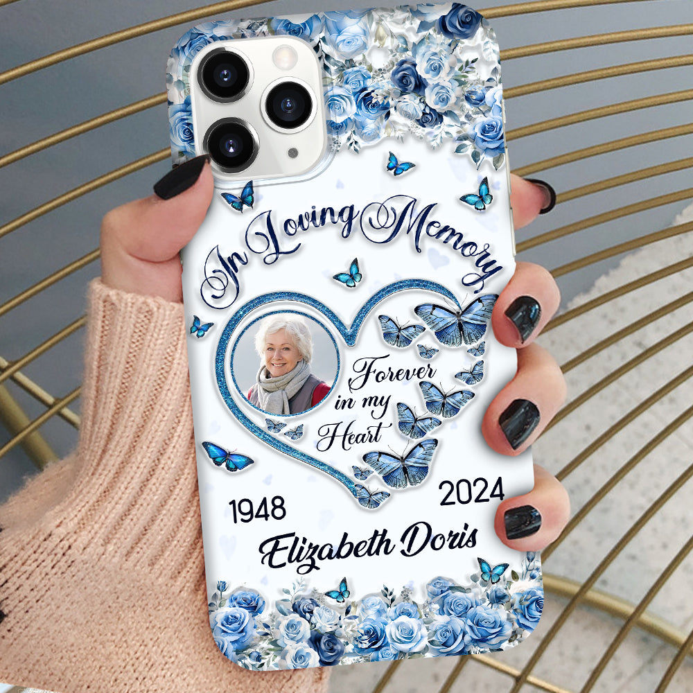 In Loving Memory Forever In My Heart Upload Photo Personalized Glass Phone Case NTK21JUN24NY1