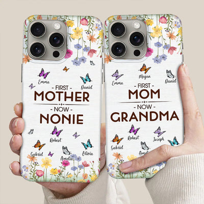 First Mom Now Grandma Butterfly Grandkids Personalized Phone case NVL16APR24NY3