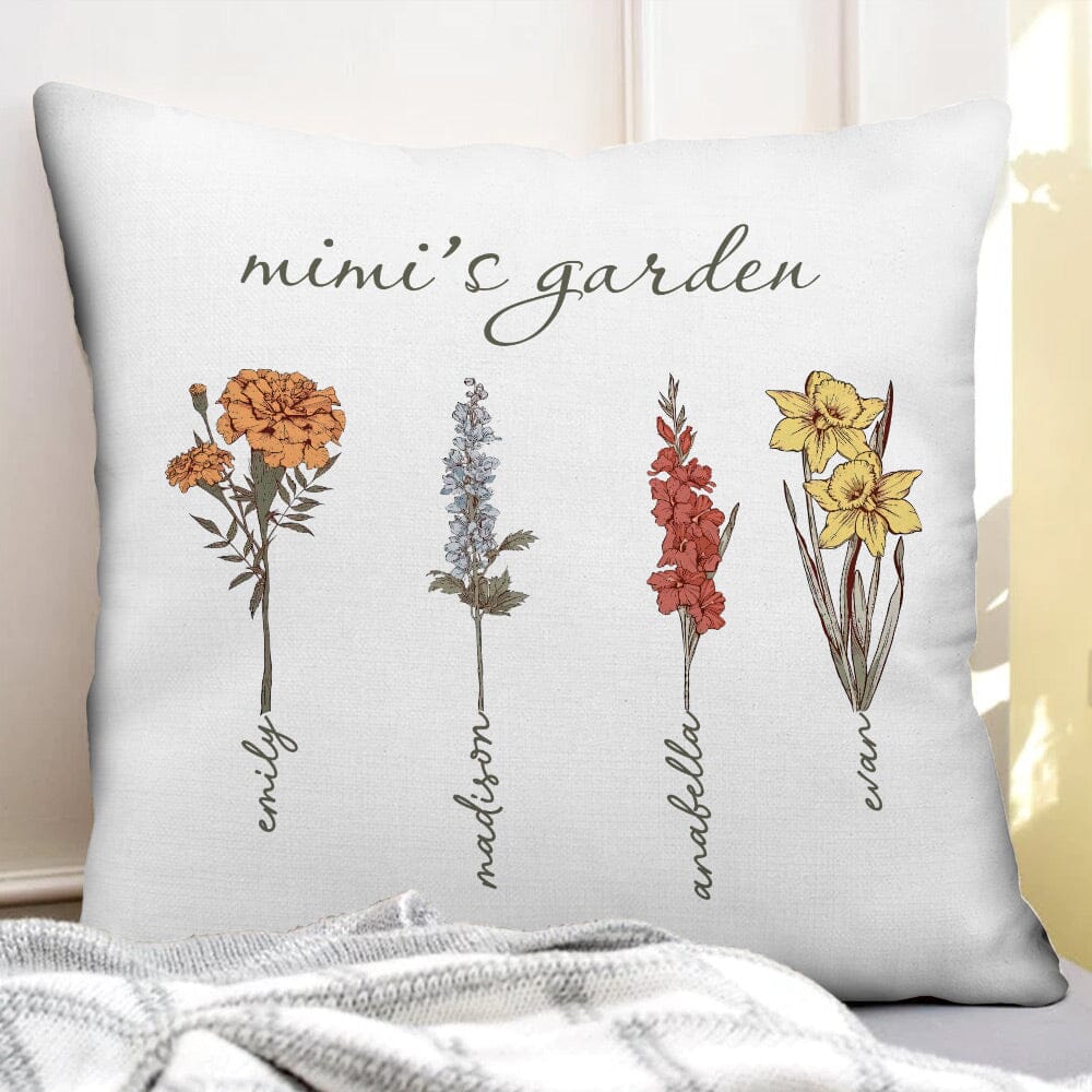 Grandma Mom's Garden Birth Month Flowers Personalized Pillow VTX04DEC23NY1 Pillow HumanCustom - Unique Personalized Gifts Made Just for You 12x12in 