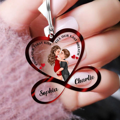 Heart Infinity Doll Couple Kissing Hugging Customzied Keychain NVL28AUG23NY2
