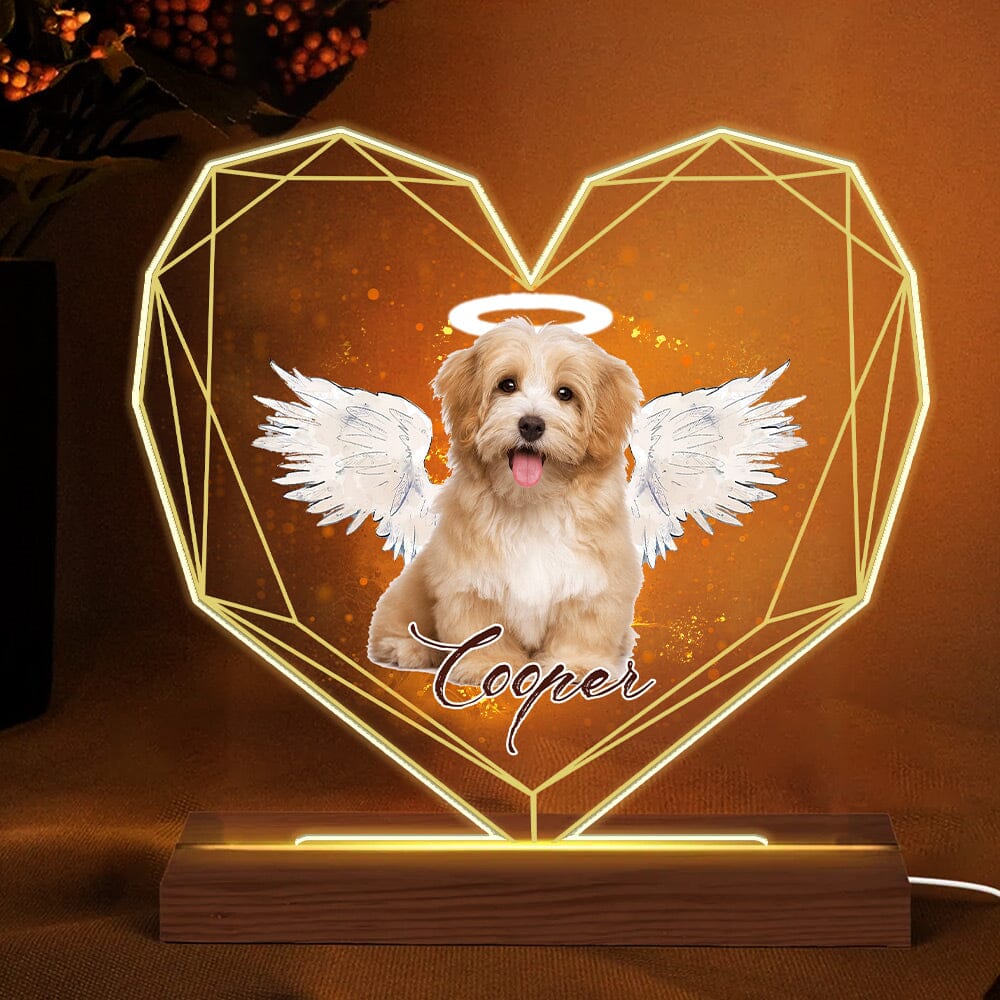 Custom Pet Photo With Angel Wings Heart-shaped Personalized Memorial Acrylic Plaque LED Lamp Night Light VTX23NOV23NY1 Acrylic Plaque LED Lamp Night Light HumanCustom - Unique Personalized Gifts Made Just for You 