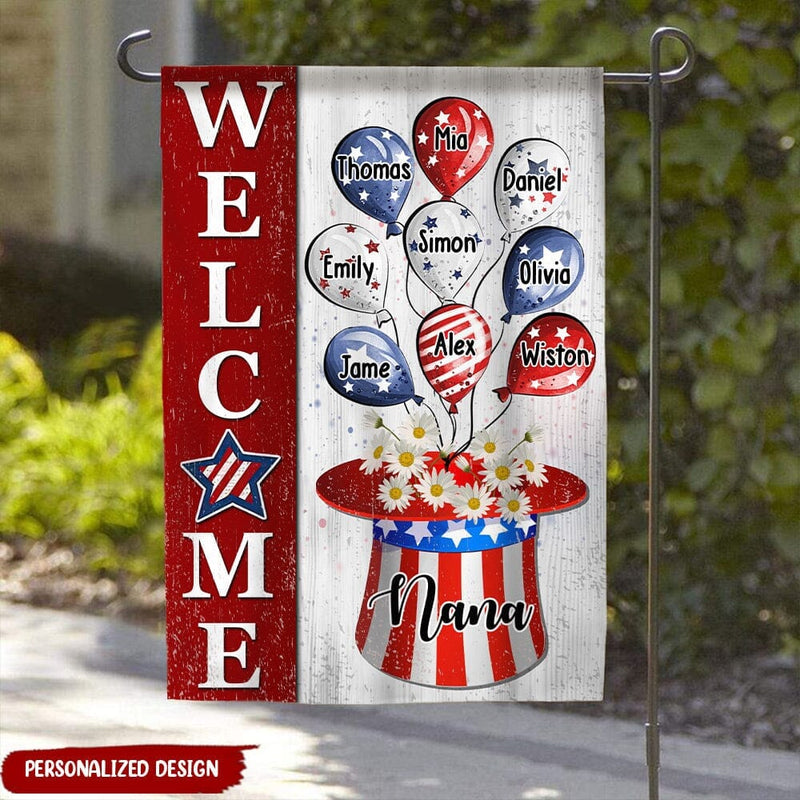 Discover 4th of July Balloons With Uncle Sam Hat Personalized Garden House Grandma Mama Auntie Flag